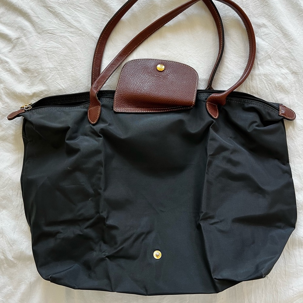 Longchamp le Pliage Large Shoulder Bag in Gunmetal